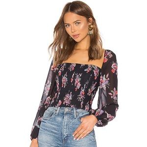 BNWOT Amur Beverly Top in Black Floral